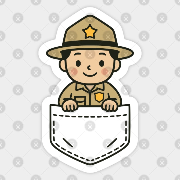 Funny Park Ranger Pocket Pal Cute Ranger Nature Explorer Sticker by Yesteeyear